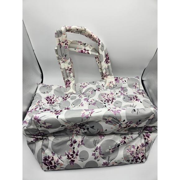 Anna Sui for PB Teen Flower Dot Collection Tote and Pouch NWT Gray Purple Floral - Picture 8 of 13